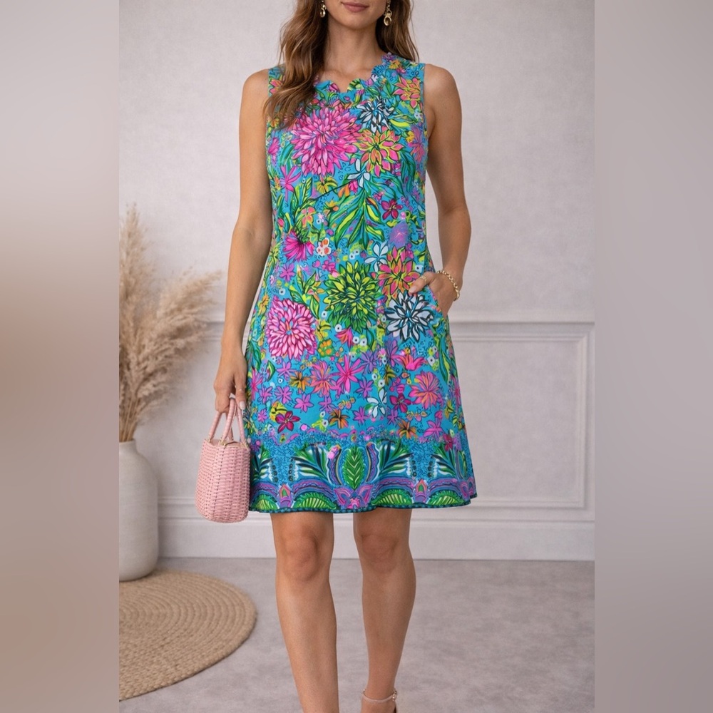 Lilly Pulitzer Turquoise, Pink & Green Floral Romper - Worn once - Picture 5 of 8